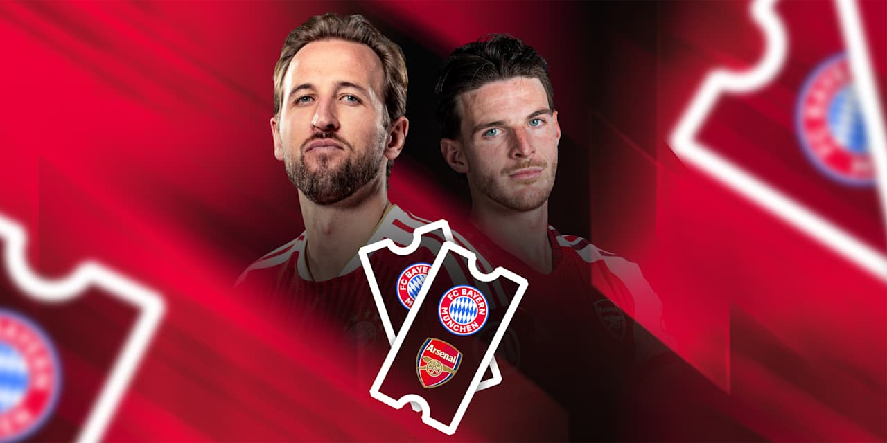 Eine Grafik mit Harry Kane und Declan Rice
