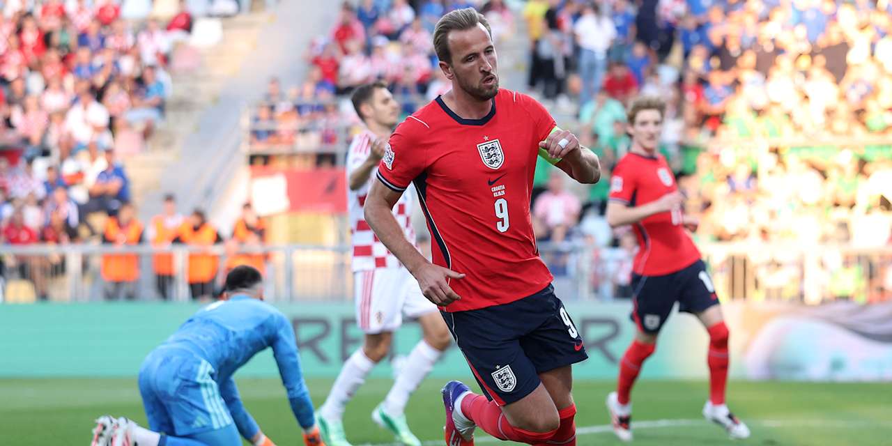 Harry Kane jubelt nach einem Tor für die englische Auswahl in Kroatien
