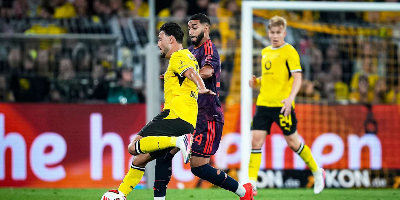 Ismael Saibari im Zweikampf um den Ball während des Franz Beckenbauer Supercups 2026 zwischen Borussia Dortmund und dem FC Bayern