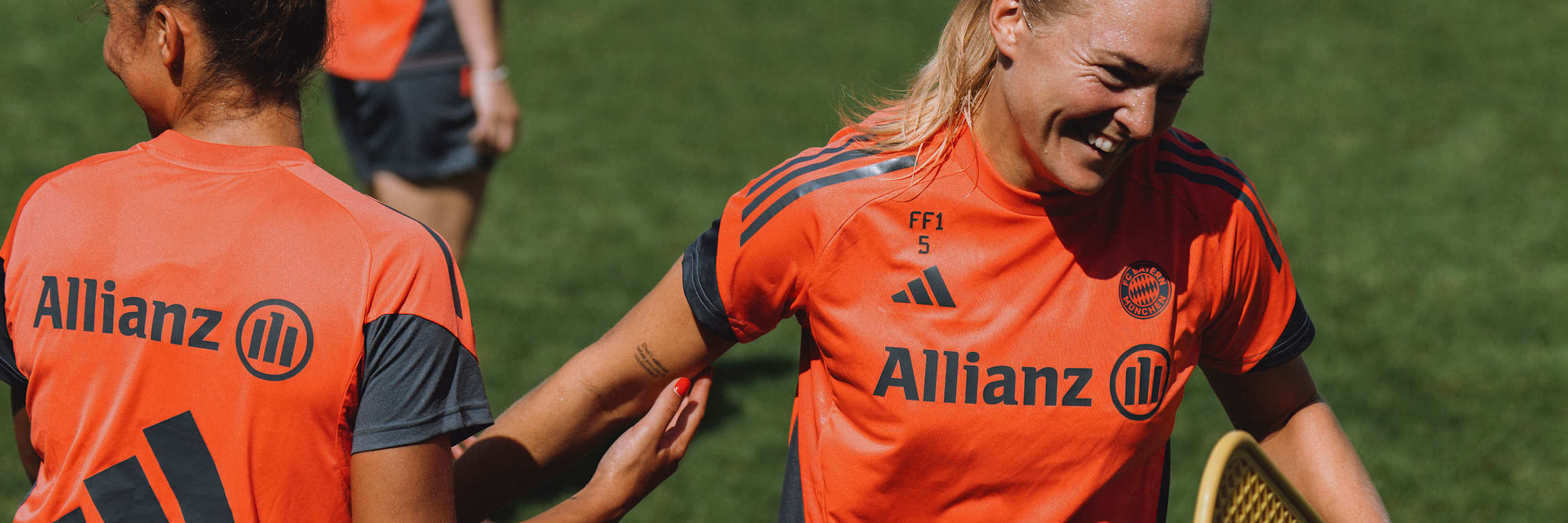 Magdalena Eriksson of FC Bayern Women laughing in training