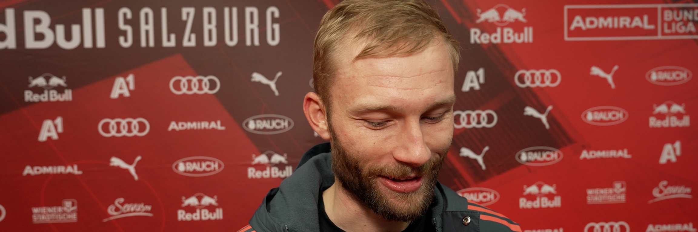 Konrad Laimer spricht im Interview nach dem Spiel in Salzburg