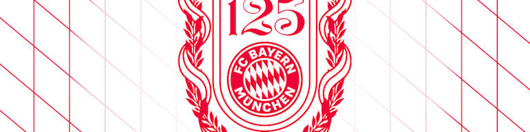 Logo 125 Jahre FC Bayern in rot & weiß mit Rauten