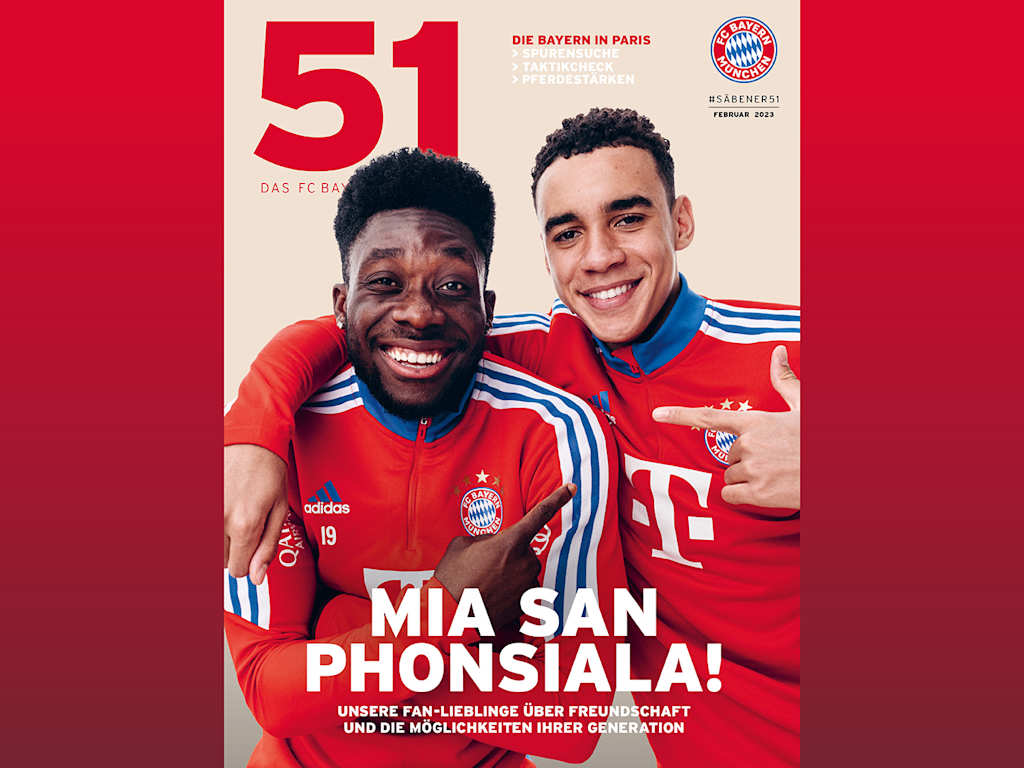 Jamal Musiala und Alphonso Davies im FC Bayern Magazin 51 Februar 2023