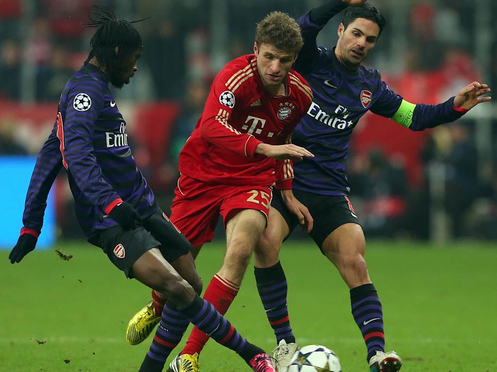 Szene der Partie FC Bayern - Arsenal in der Champions League