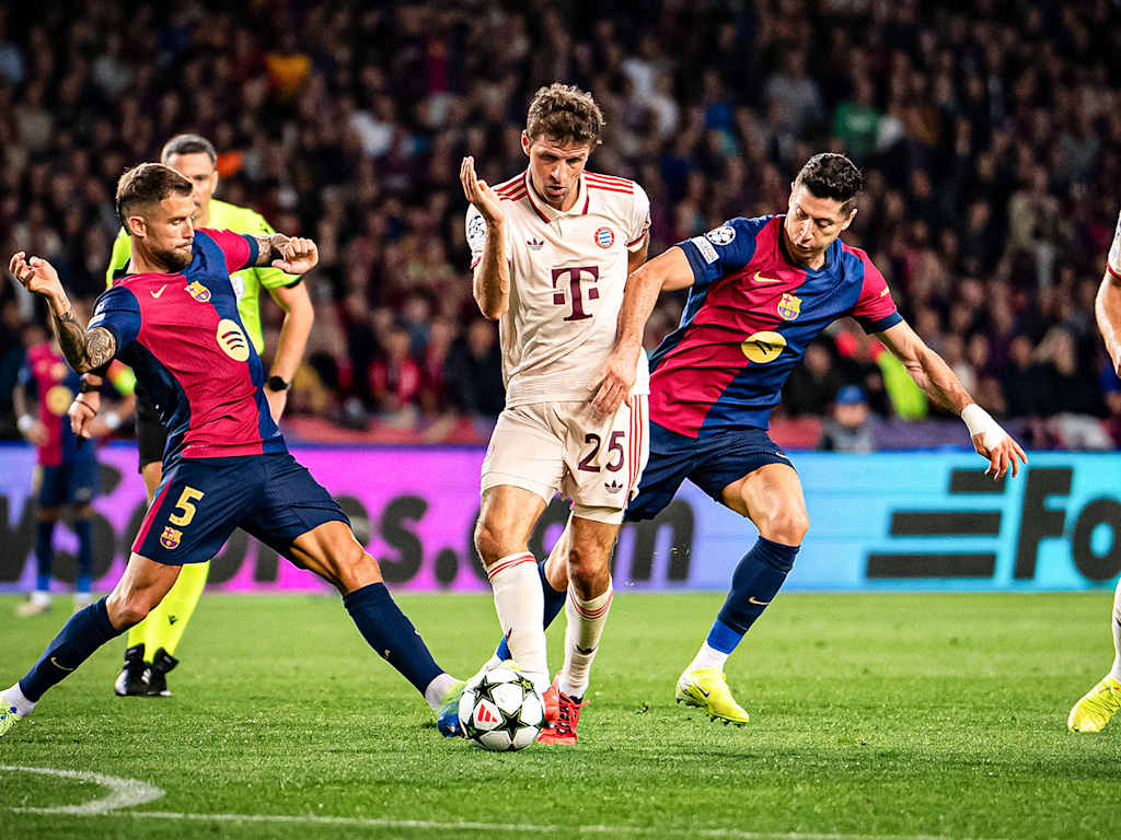 Szene aus dem Spiel zwischen FC Bayern und FC Barcelona