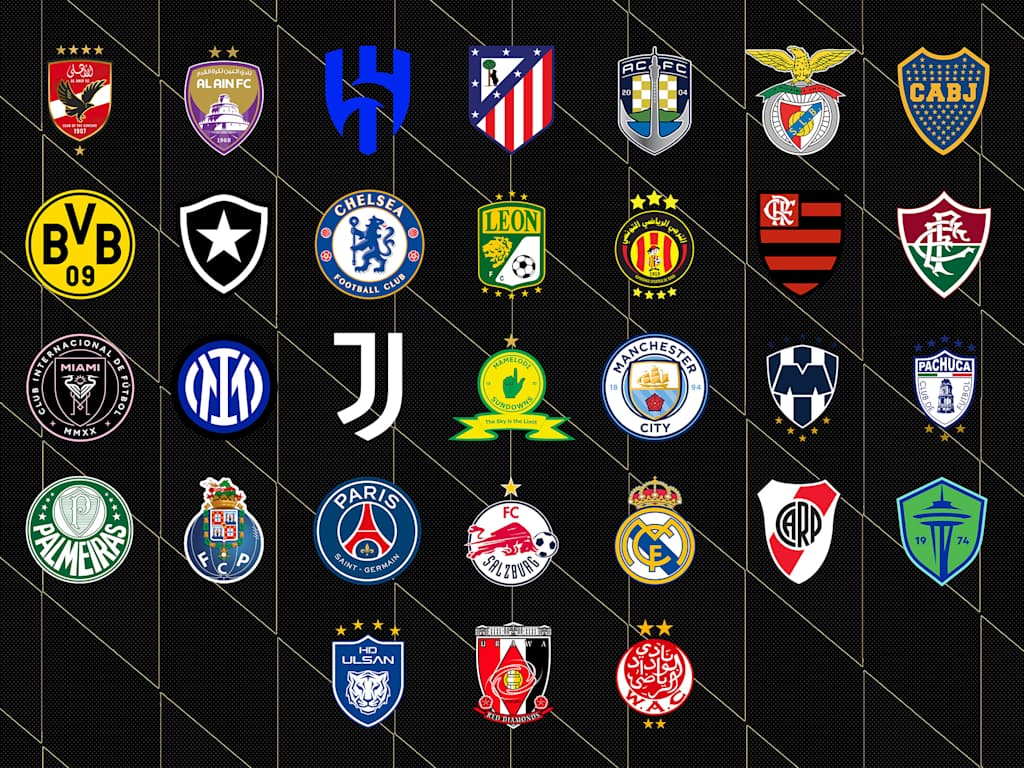 Graphic: The badges of the 32 participants in the 2025 FIFA Club World Cup