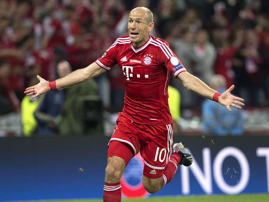 Arjen Robben bejubelt sein Tor im Champions League-Finale 2013 zwischen dem FC Bayern und Borussia Dortmund.