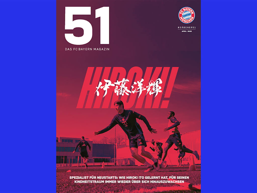 Cover des FC Bayern-Magazins 51 April 2025 mit Hiroki Ito