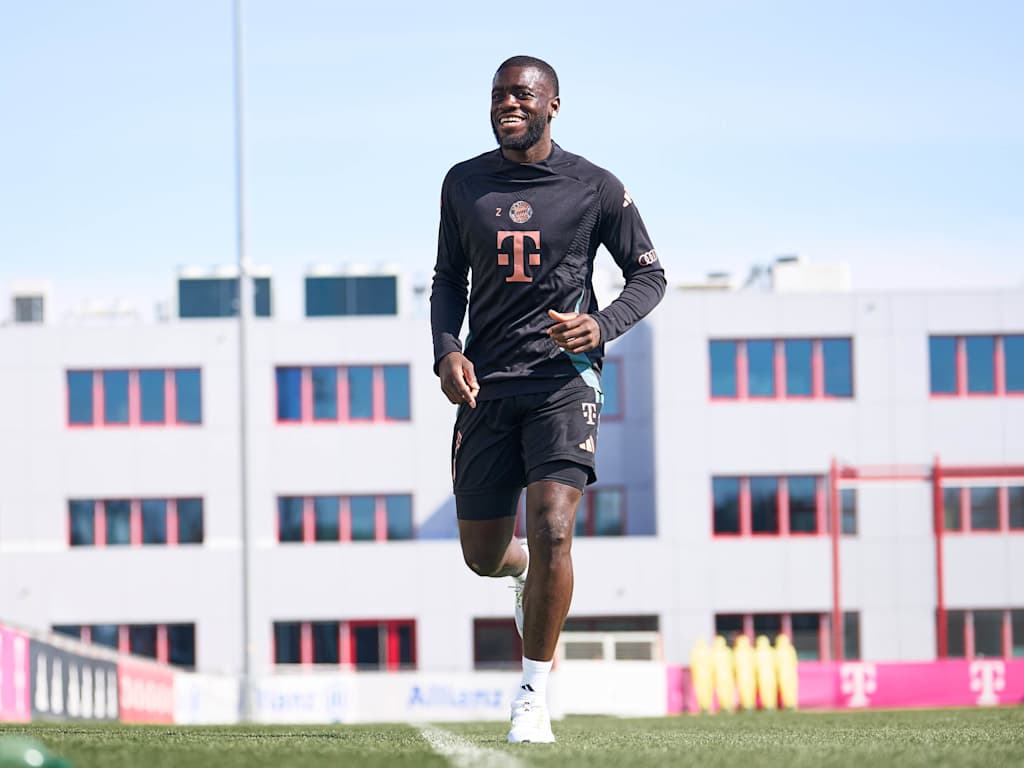 FC Bayern player Dayot Upamecano completes an individual training session at Säbener Straße.
