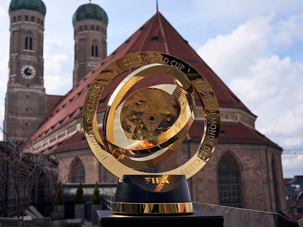 The FIFA Club World Cup trophy at the FC Bayern World.