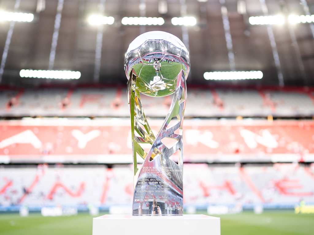 The DFL-Supercup trophy at the Allianz Arena