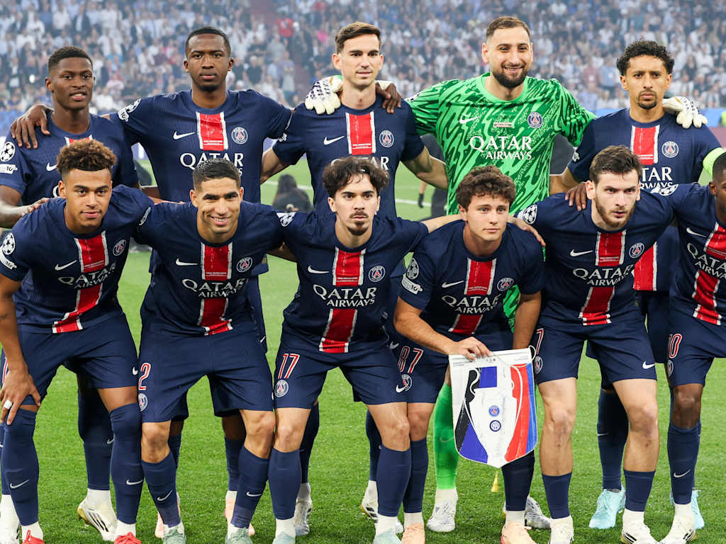 The Paris Saint-Germain team ahead of the Champions League final against Inter Milan