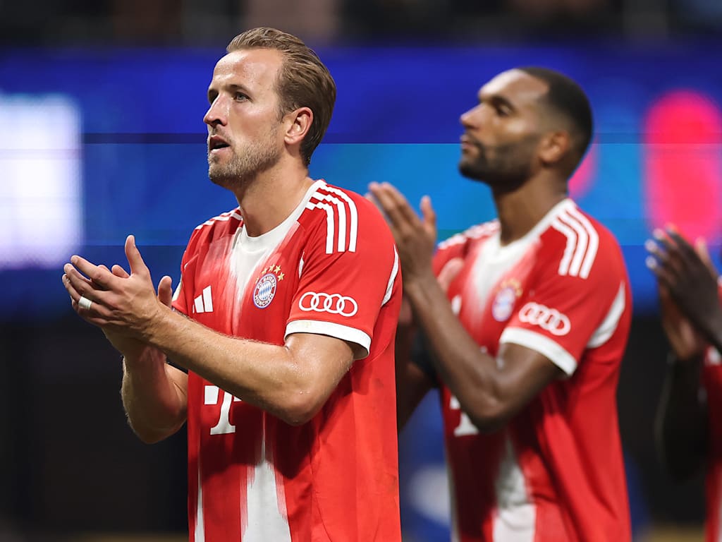 Harry Kane, Jonathan Tah and Dayot Upamecano after the Club World Cup quarter-final between FC Bayern and Paris Saint-Germain