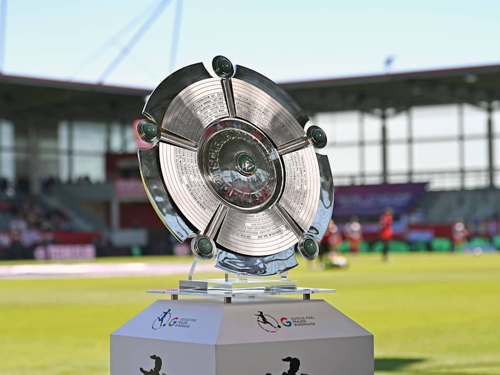 Meisterschale on a poidum at the FC Bayern Campus stadium