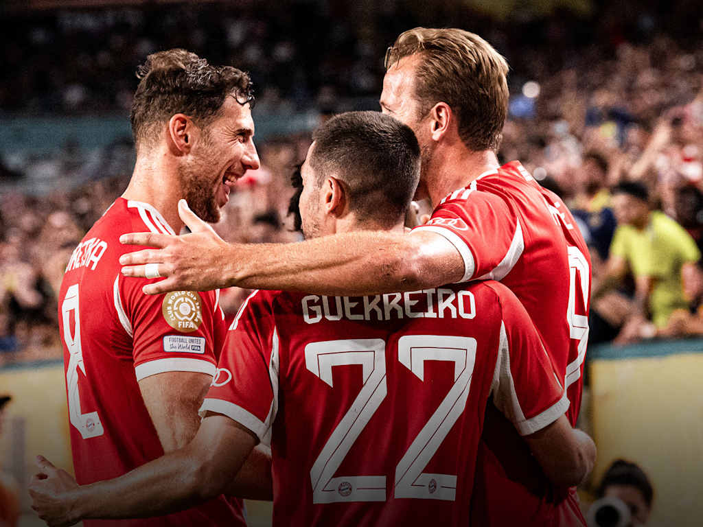 Grafik mit jubelnden Spielern des FC Bayern