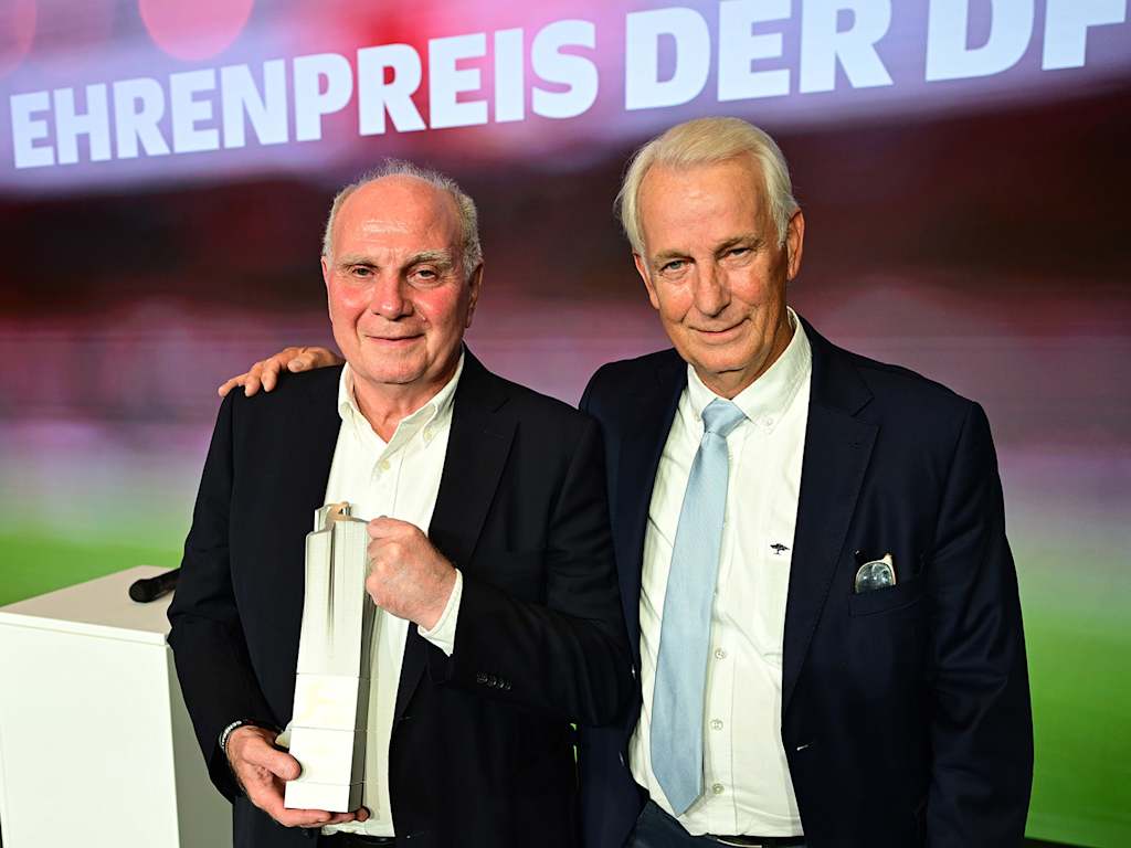 Uli Hoeneß and Rainer Bonhof at the DFL honorary award ceremony