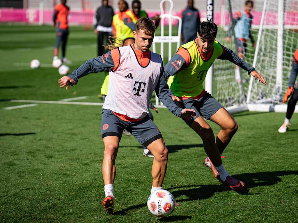 Joshua Kimmich Aleksander Pavlovic training Bayern Eintracht Frankfurt