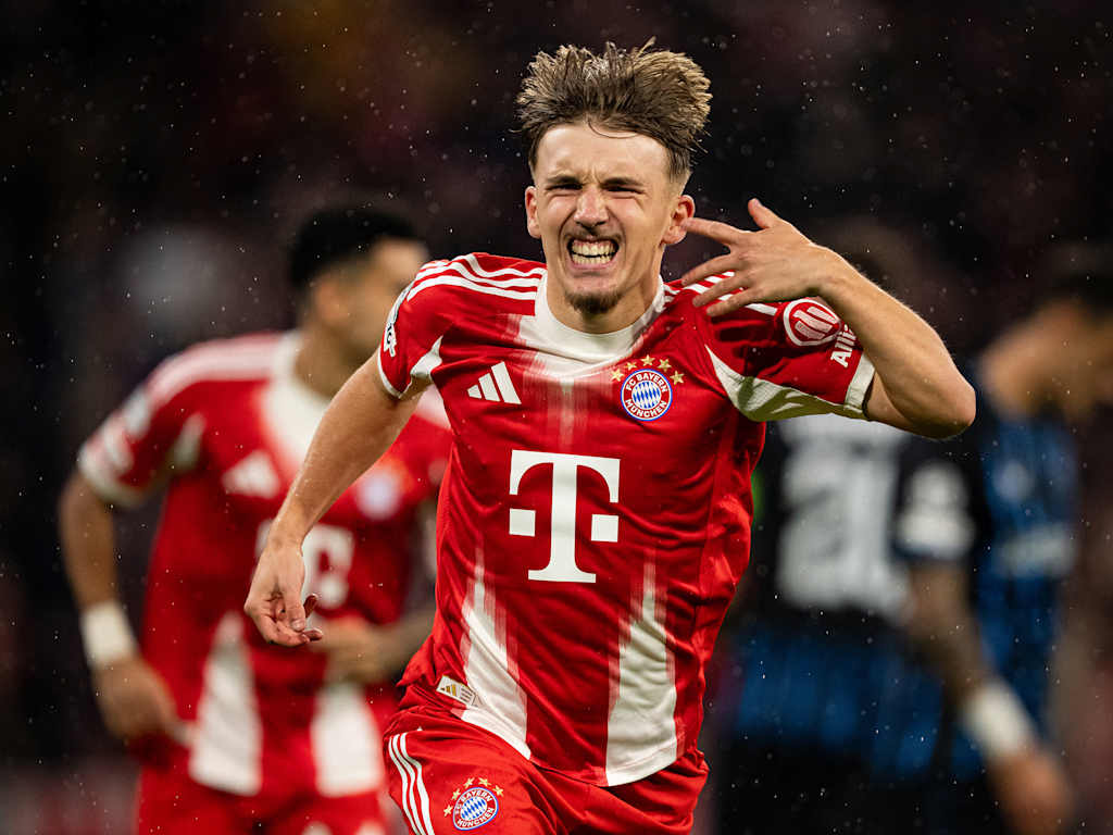 Lennart Karl jubelt nach seinem Tor in der Champions League gegen Brügge