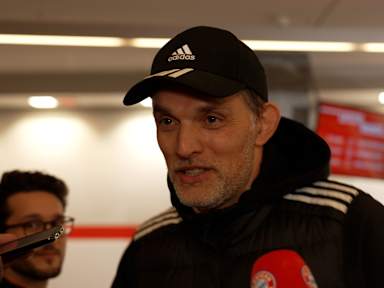 Thomas Tuchel speaking to journalists after FC Bayern's Bundesliga match at 1. FC Union Berlin.