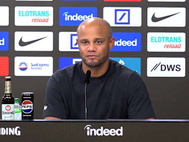 Vincent Kompany at the press conference after FC Bayern's Bundesliga match at Eintracht Frankfurt