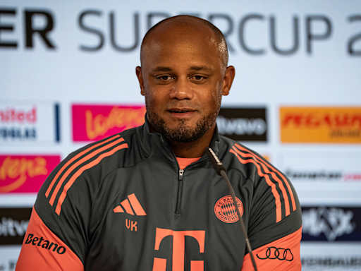 FC Bayern head coach Vincent Kompany at Bayern's pre-match press conference ahead of the Supercup against VfB Stuttgart