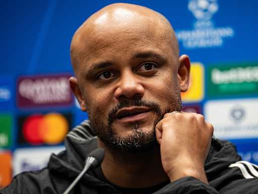 Vincent Kompany at the press conference after FC Bayern's Champions League round of 16 first leg at Atalanta