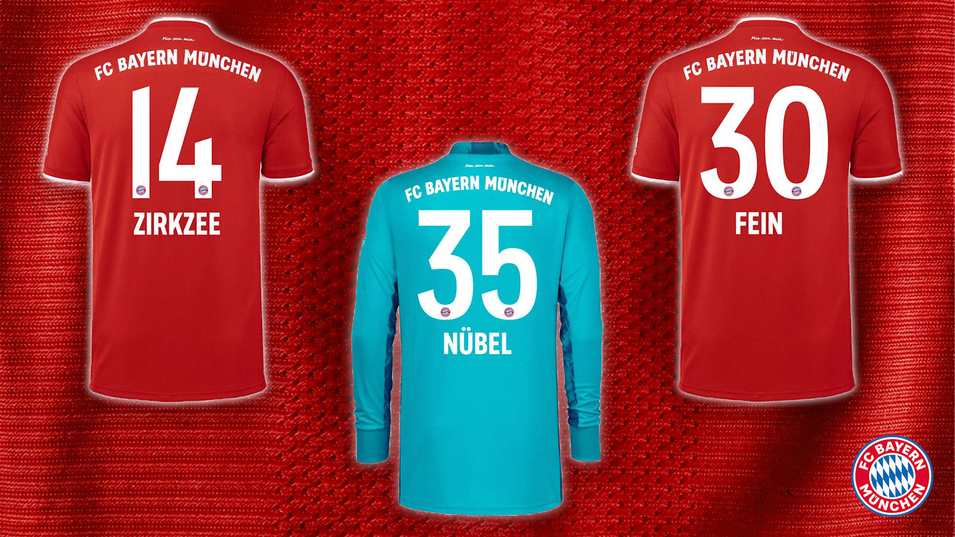 Here are the shirt numbers for Zirkzee, Fein and Nübel