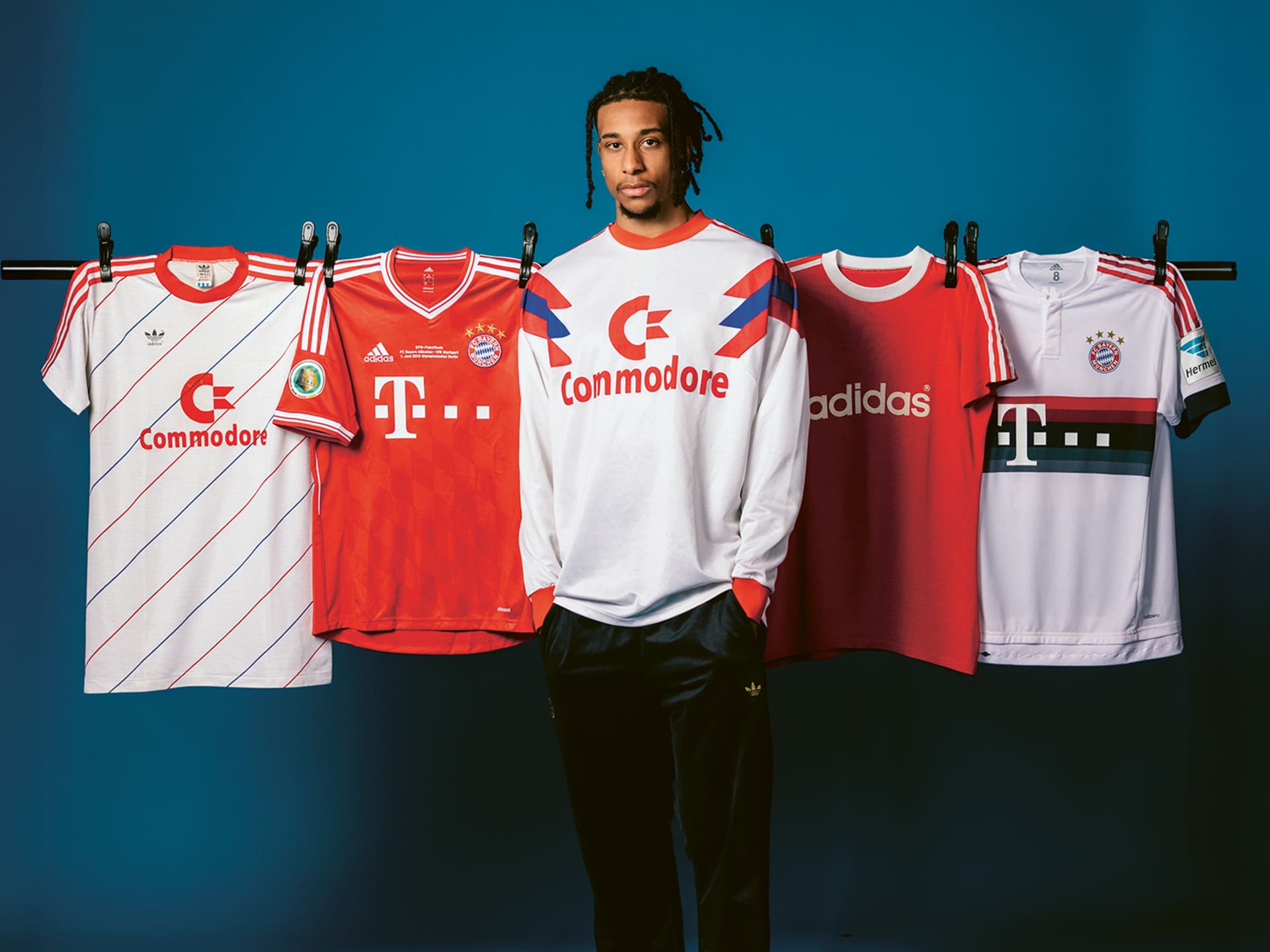 Five decades of FC Bayern jerseys: Michael Olise gets a feel for