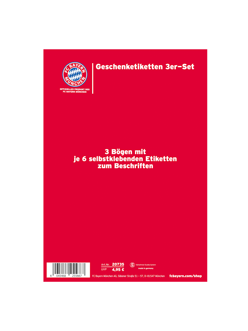 Gift Label Set Of 3 Official Fc Bayern Munich Store Gift Label Set Of 3 Official Fc Bayern Munich Store