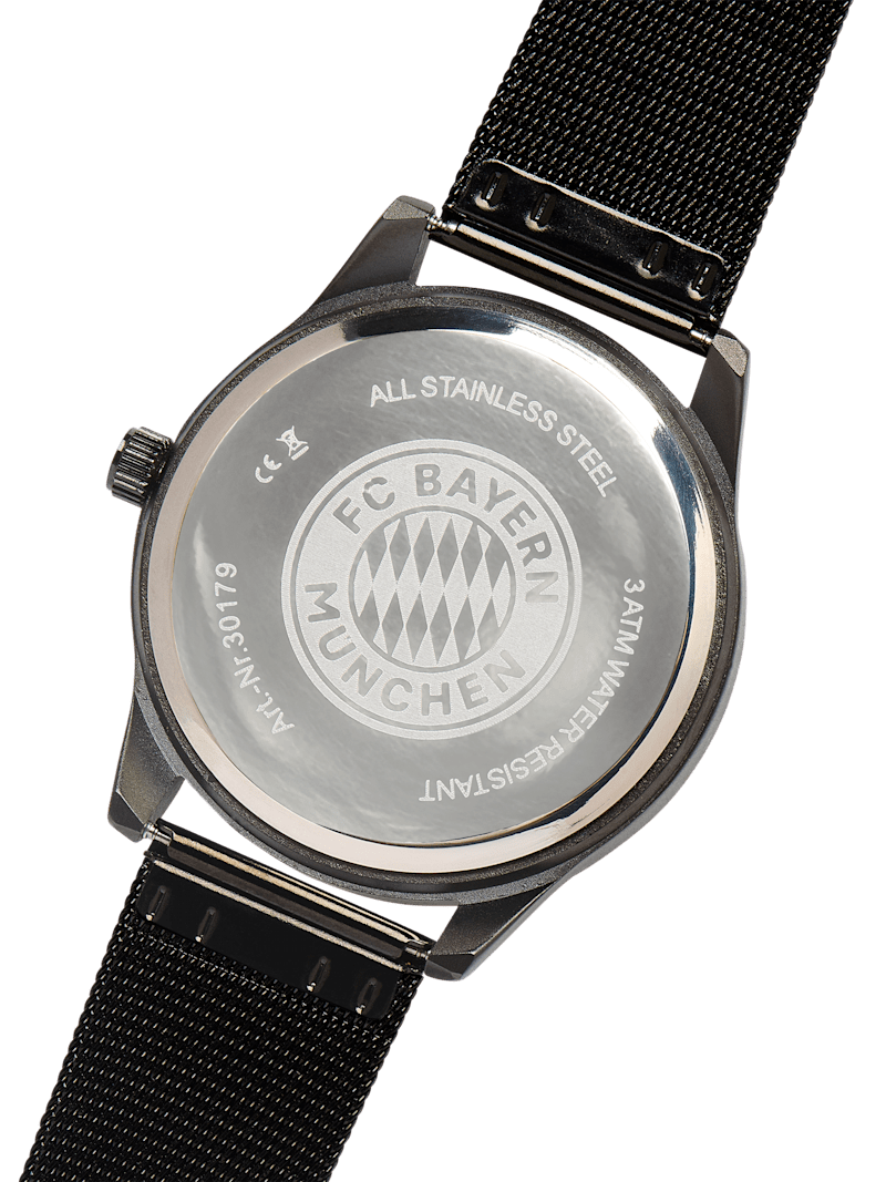 Men Wrist watch mesh strap black Official FC Bayern Munich Store