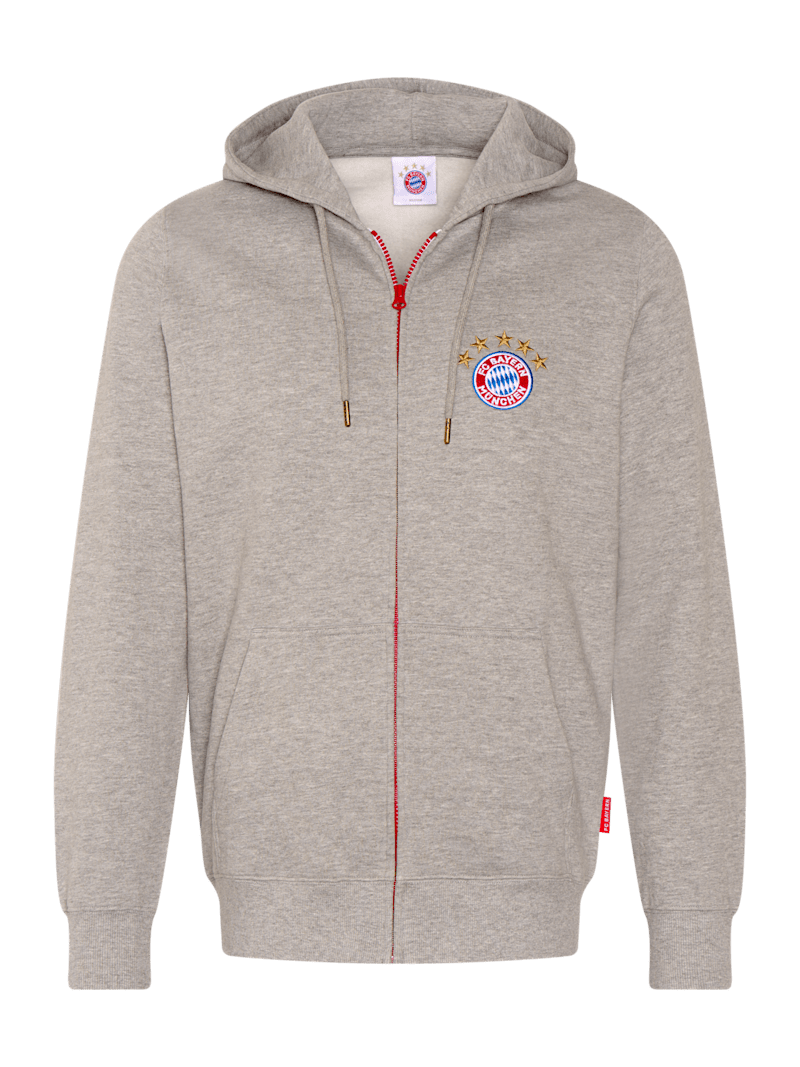 Men Zip hoodie with logo grey | Official FC Bayern Munich Store