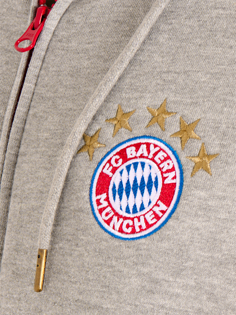 Men Zip hoodie with logo gray | Official FC Bayern Munich Store