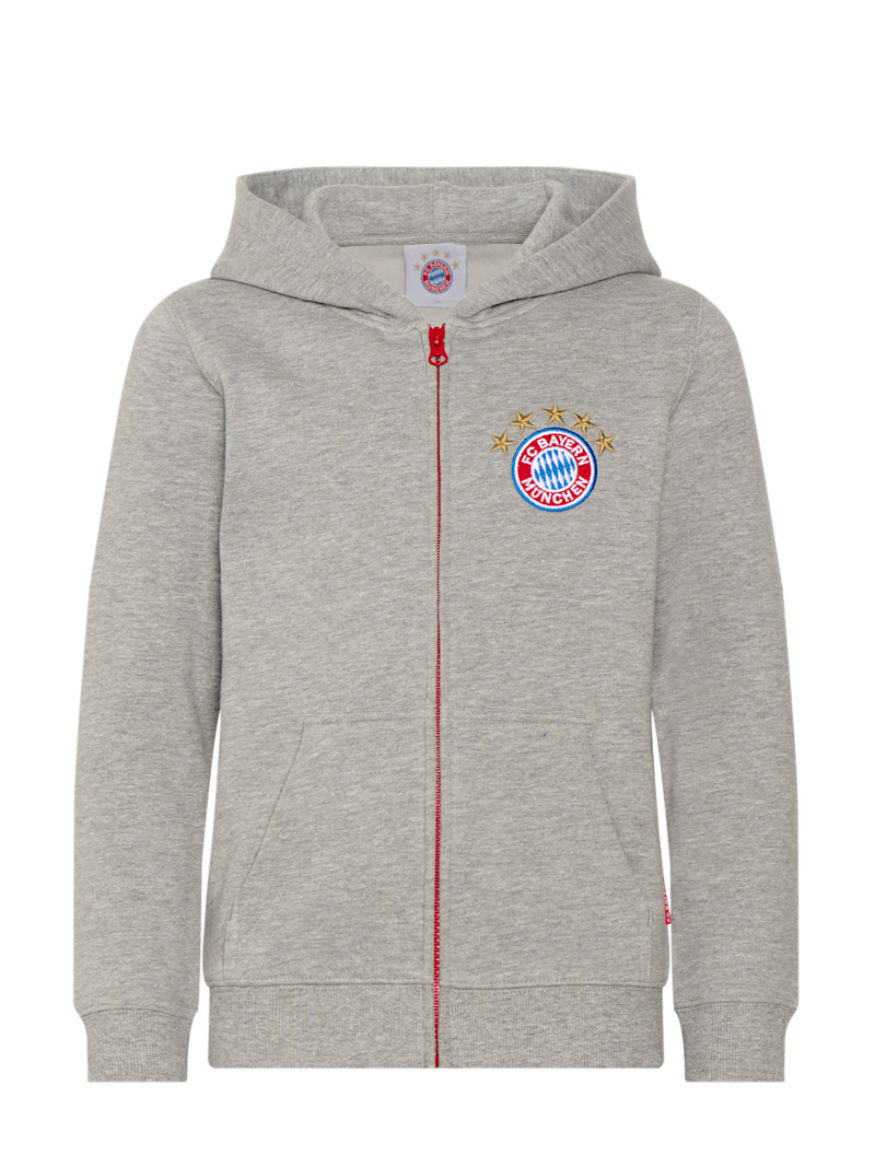 Kinder Zip-Hoodie Logo grau | Offizieller FC Bayern Store