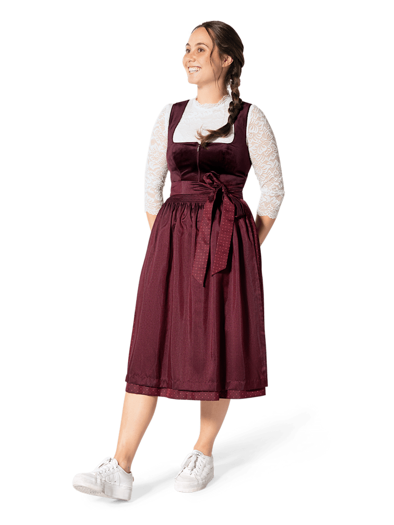 Fascia Per Capelli Tradizionale In Velluto Con Edelweiss – Accessorio Dirndl Per Oktoberfest, Rosso Scuro