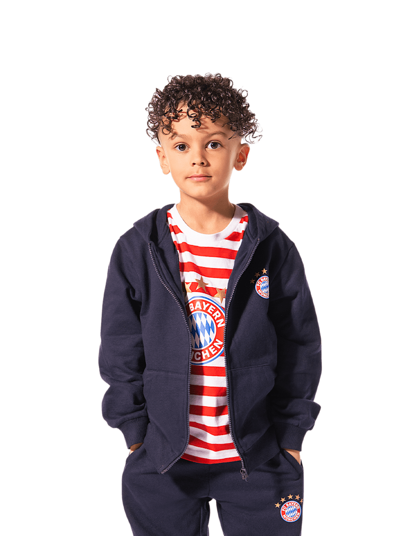 Bayern München Kinder FC Kapuzenjacke - Offizielle Club-Farben Rot/Weiß/Navy FCB Jacke Kids