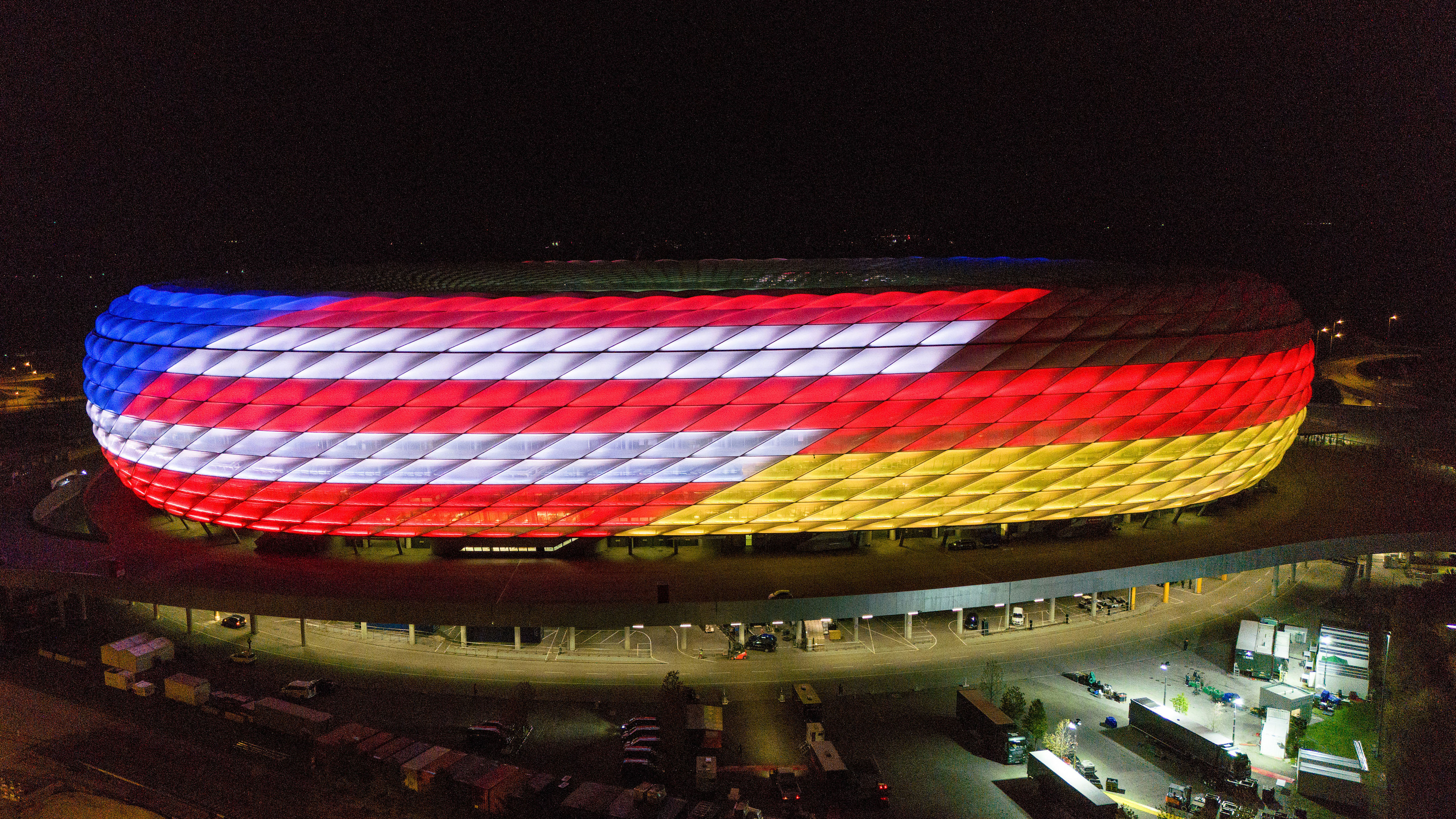 Allianz Arena with special lighting ahead of the NFL Munich Game