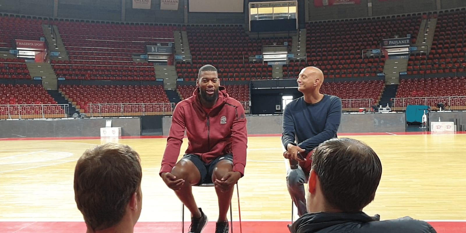 Greg Monroe beim Media Talk im Audi Dome in München // FC Bayern Basketball