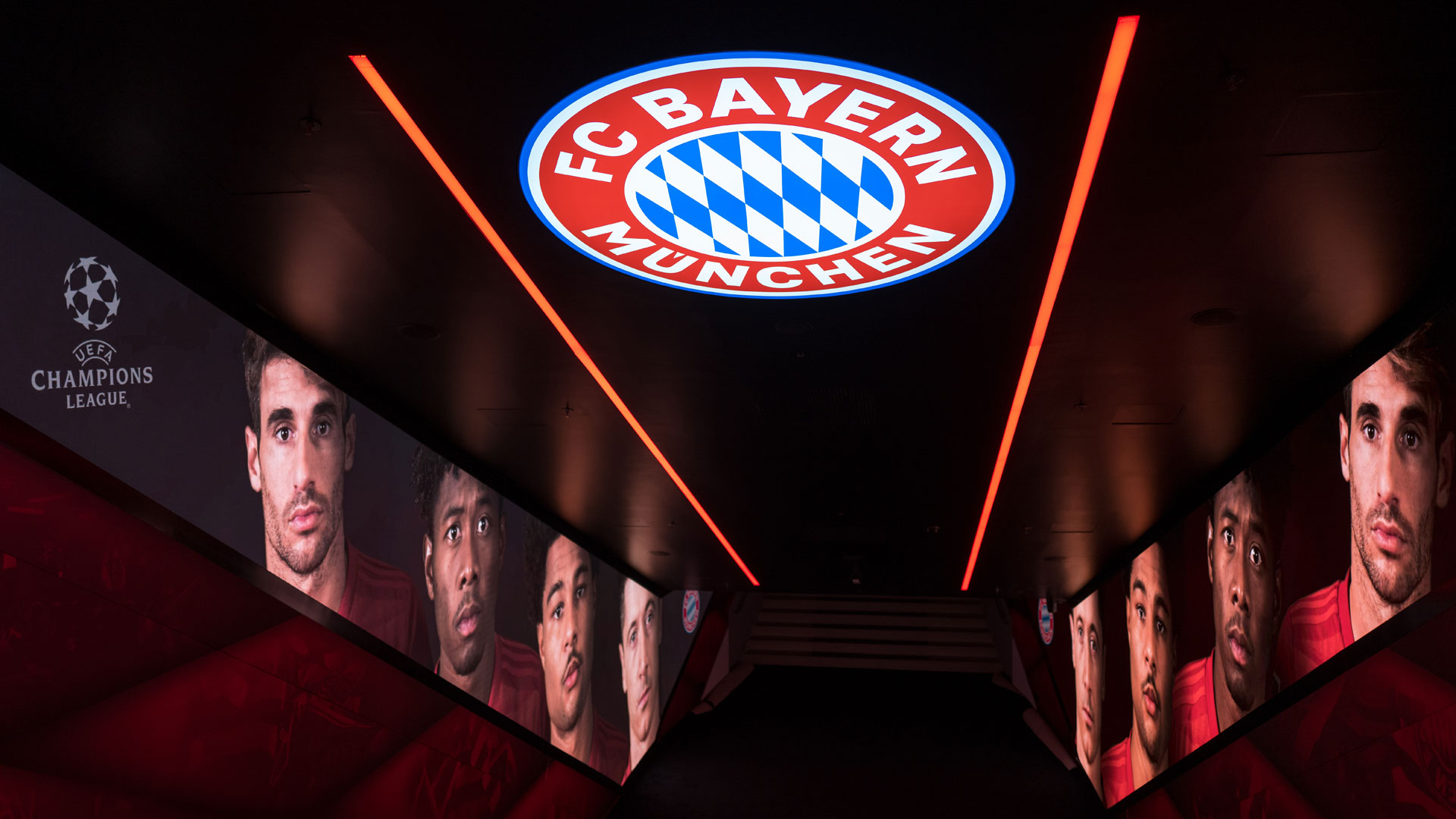 Der neu designte Spielertunnel in der Allianz Arena Allianz Arena