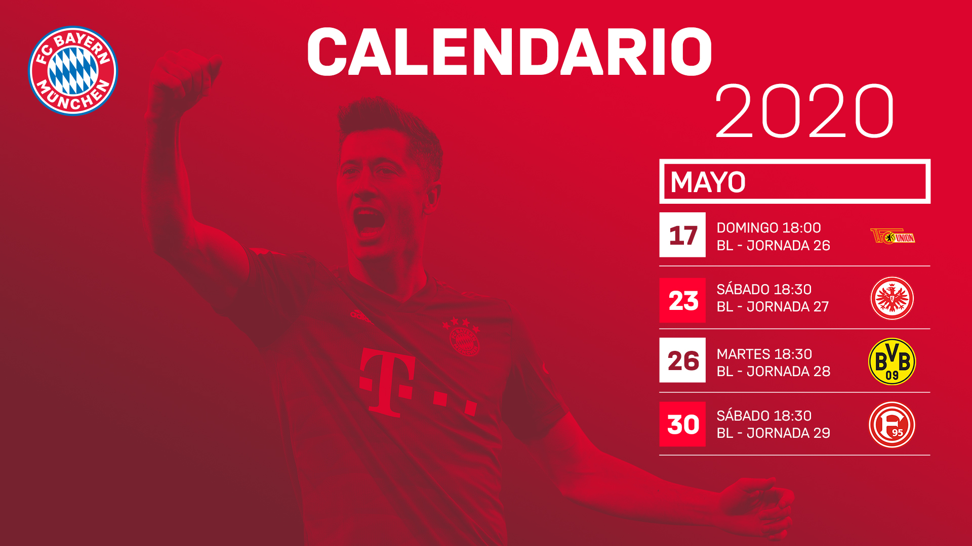 Hora y fecha de las jornadas 27, 28 y 29
