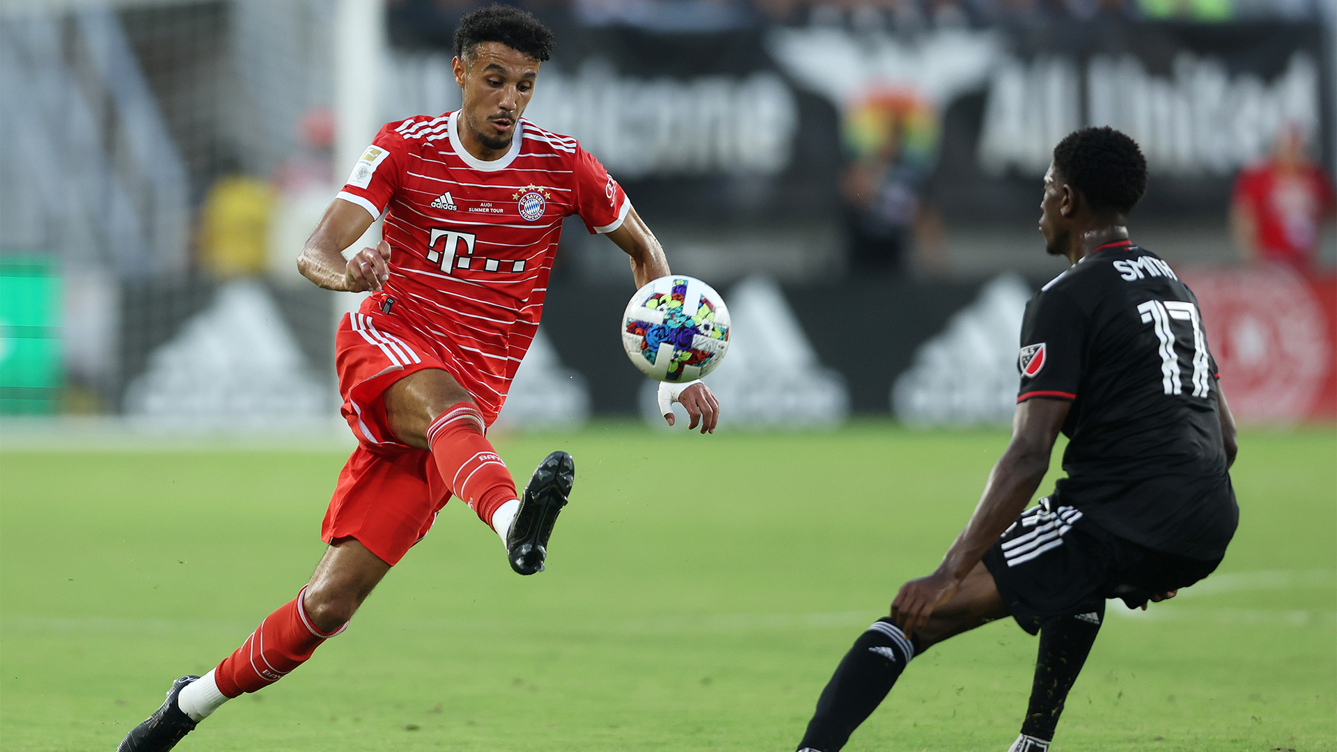 Noussair Mazraoui on his Bayern debut against DC United.