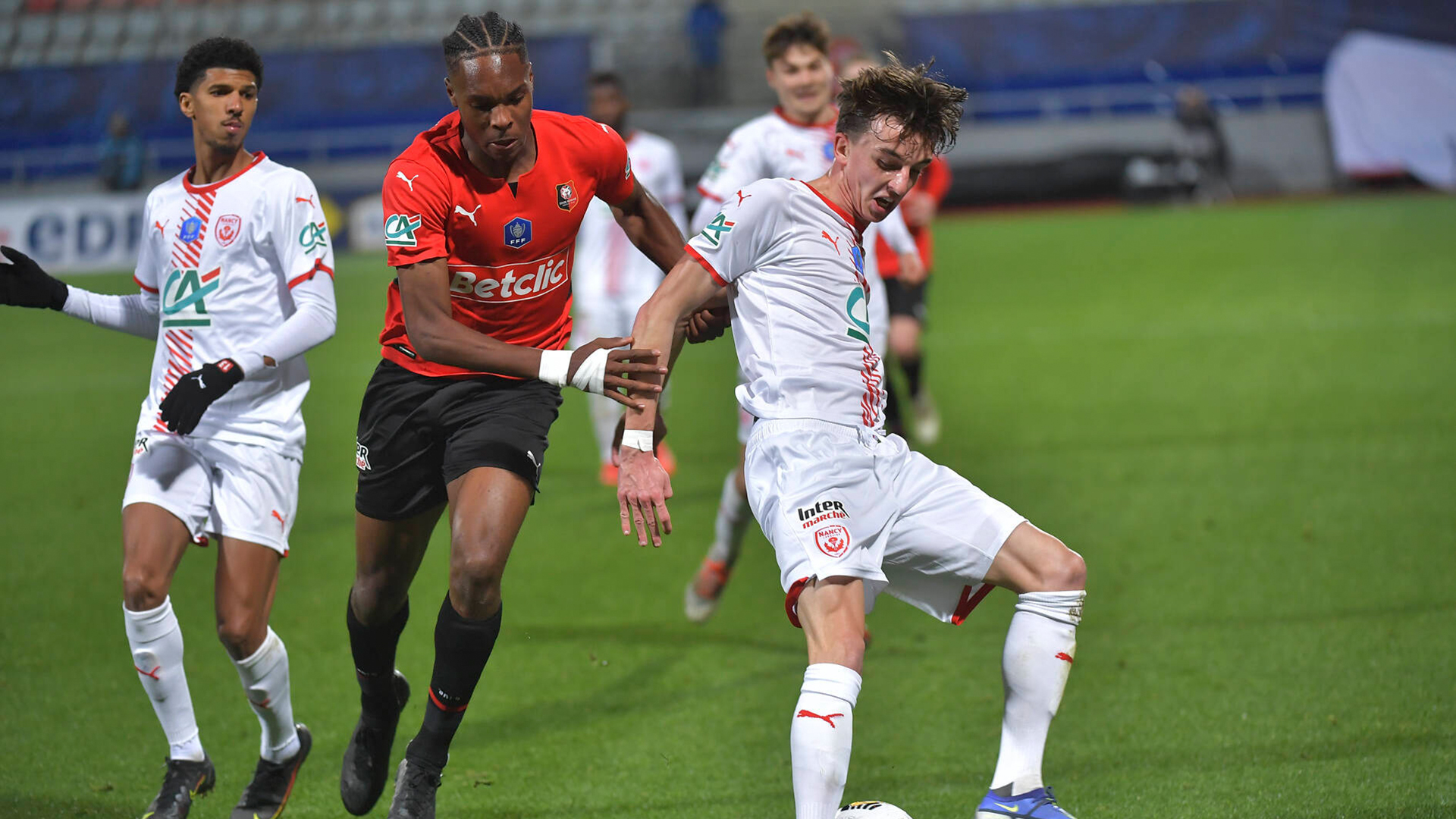 Mathys Tel beim Pokalspiel mit Stade Rennes gegen AS Nancy.