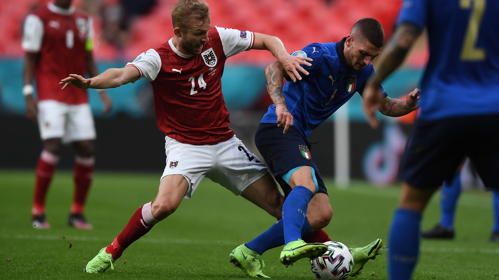 Konrad Laimer, Marco Verratti, Italien, Österreich, ÖFB-Team, Europameisterschaft 2021, Achtelfinale