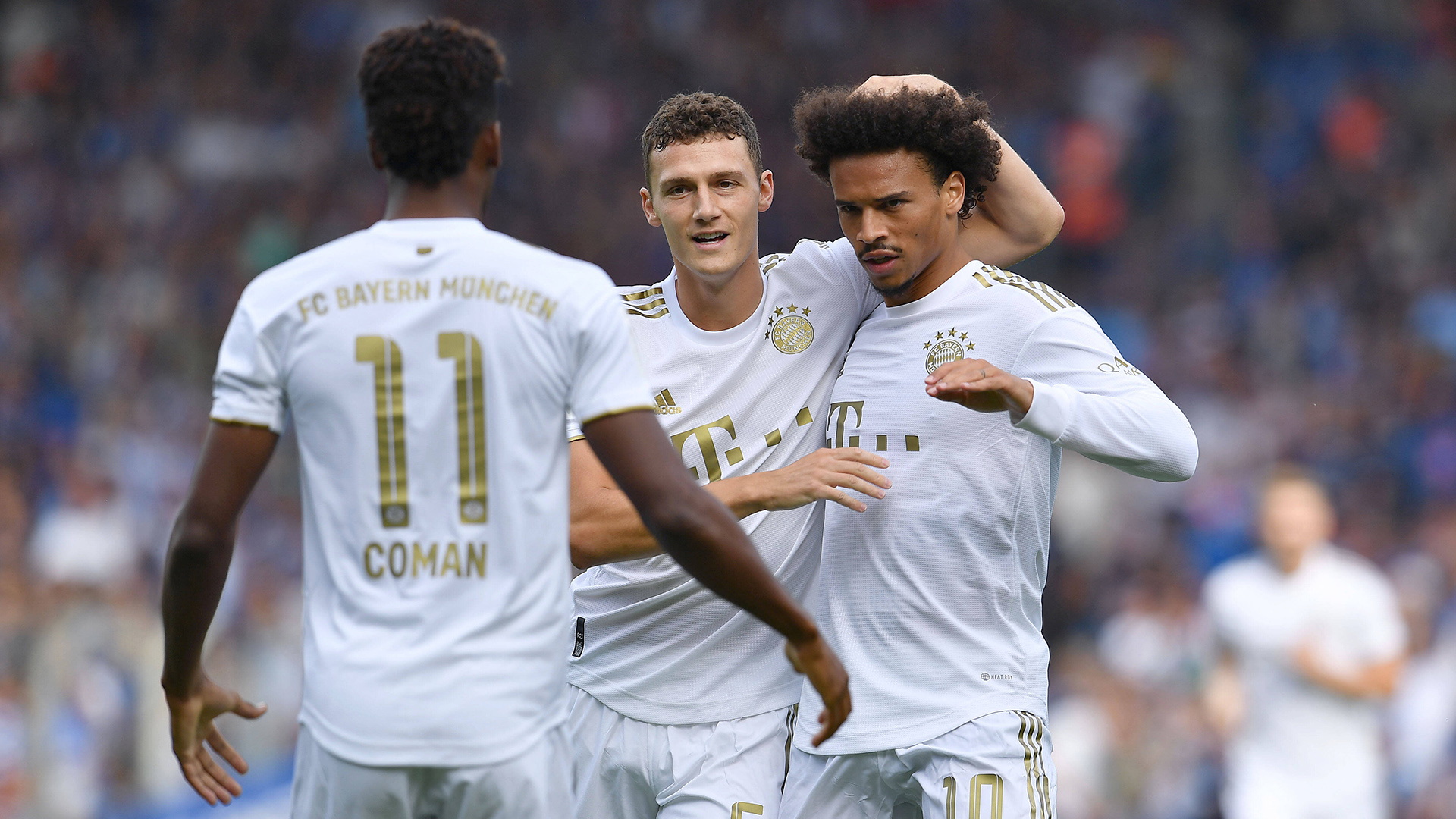 Leroy Sane celebrating a goal for FC Bayern