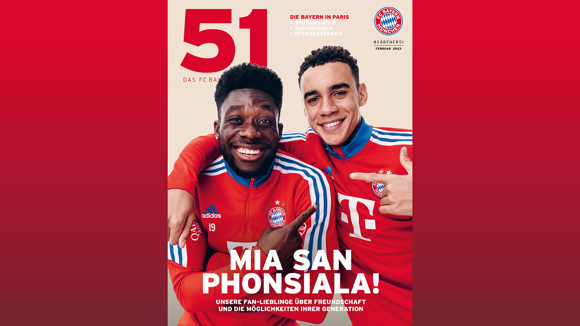 Musiala Davies im FC Bayern Magazin 51 Februar 2023