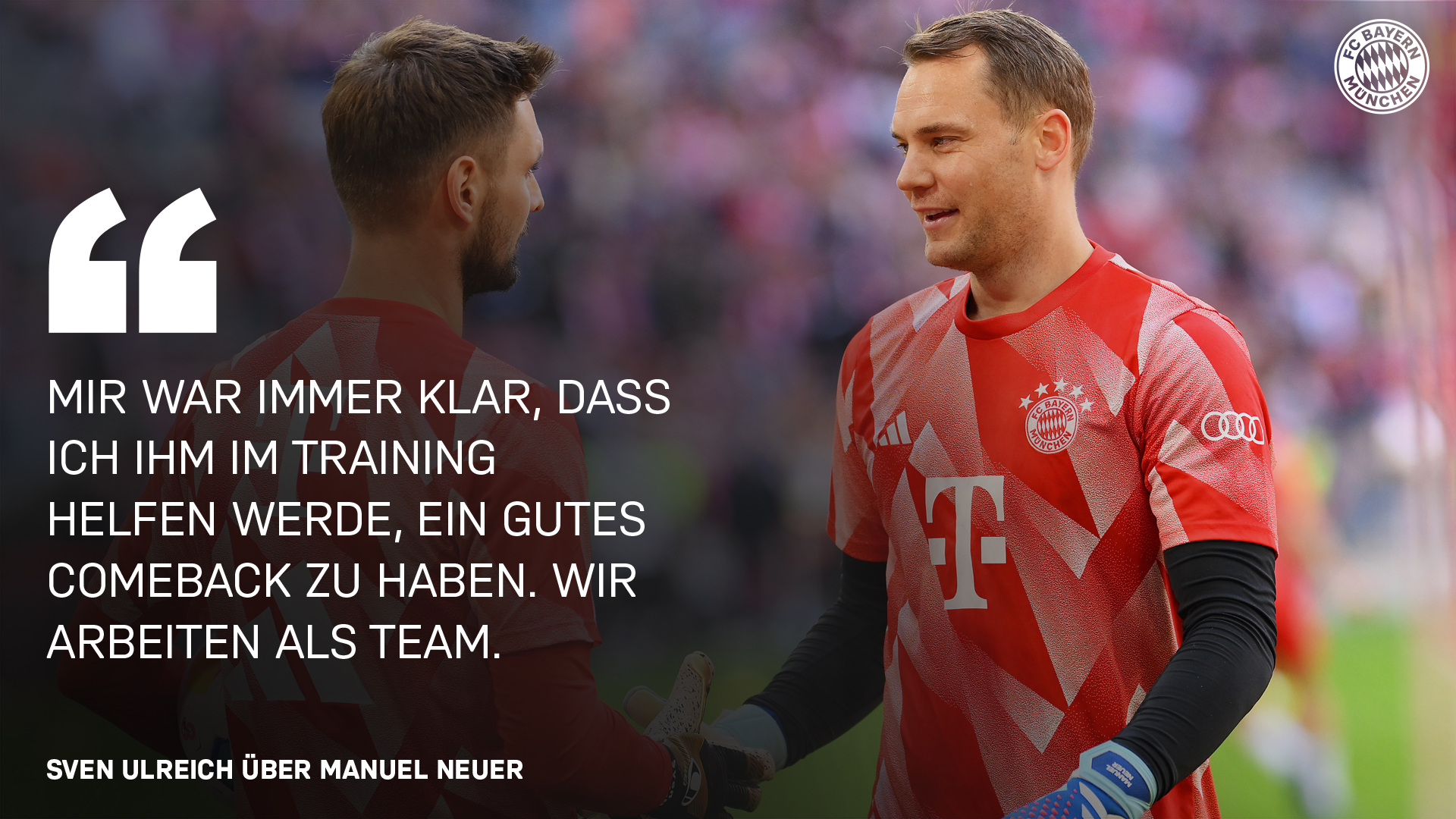 Zitat Sven Ulreich sagt über Manuel Neuer: Mir war immer klar, dass ich ihm im Training helfen werde, ein gutes Comeback zu haben. Wir arbeiten als Team