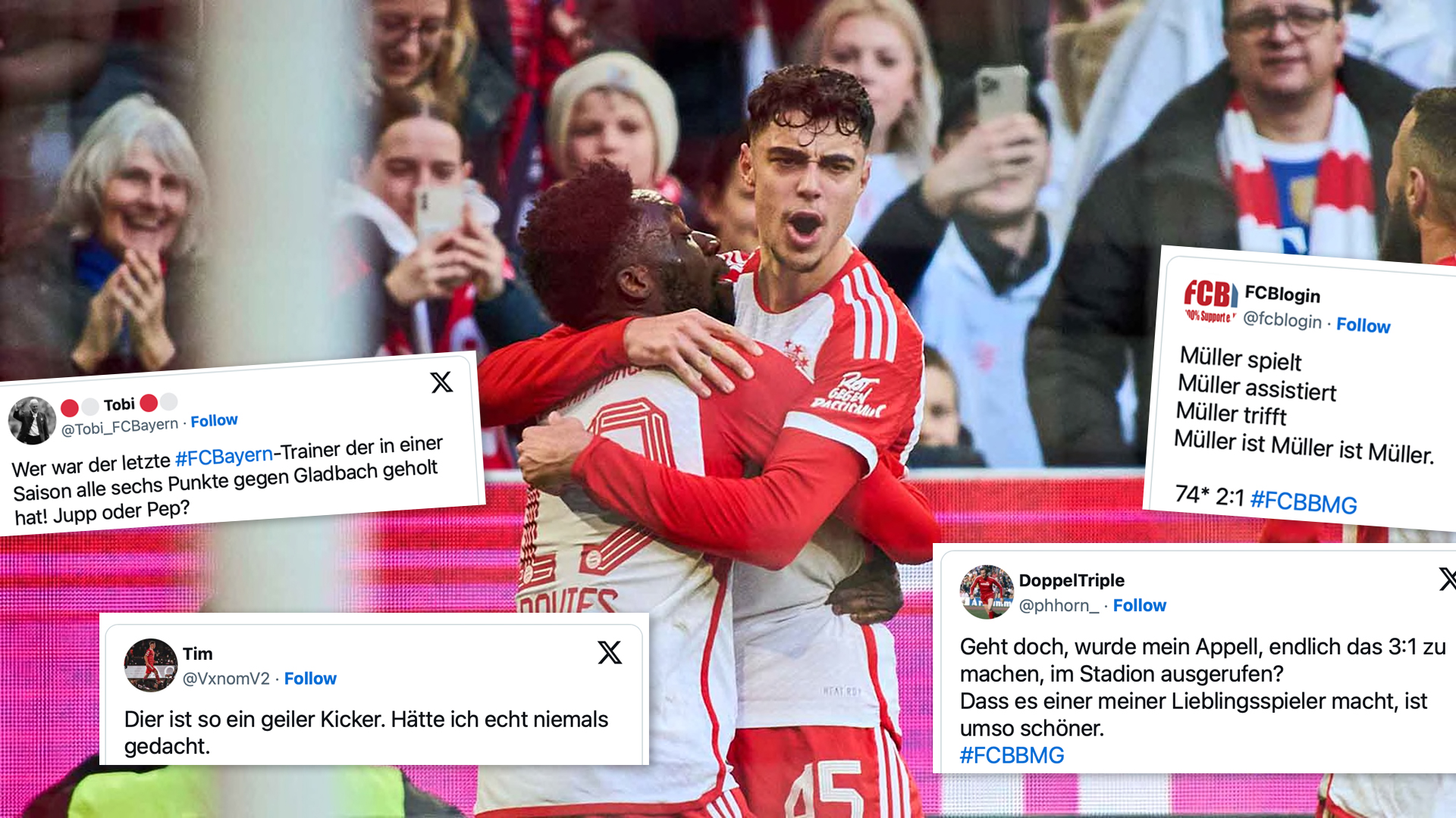 Tweets zum 3:1 des FC Bayern gegen Borussia Mönchengladbach