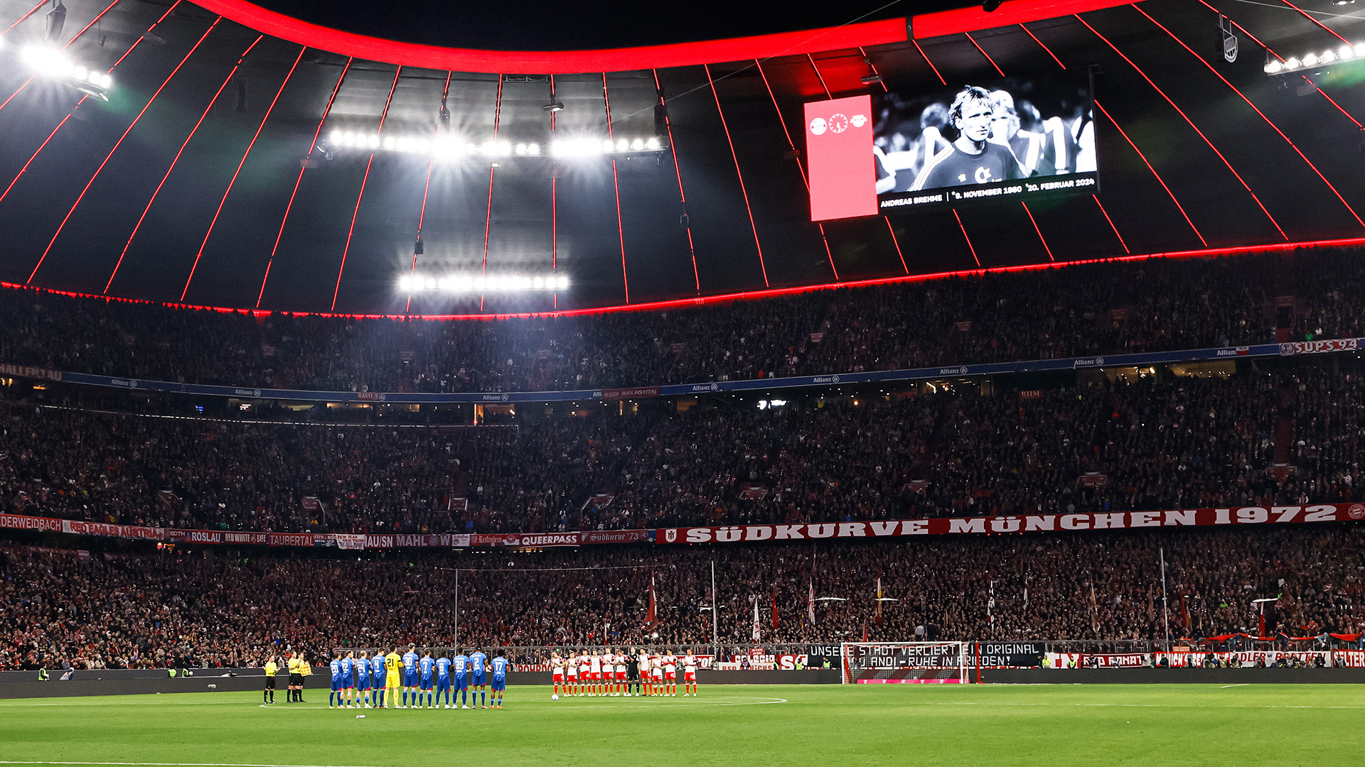 Minute's silence for Andreas Brehme before FC Bayern v RB Leipzig