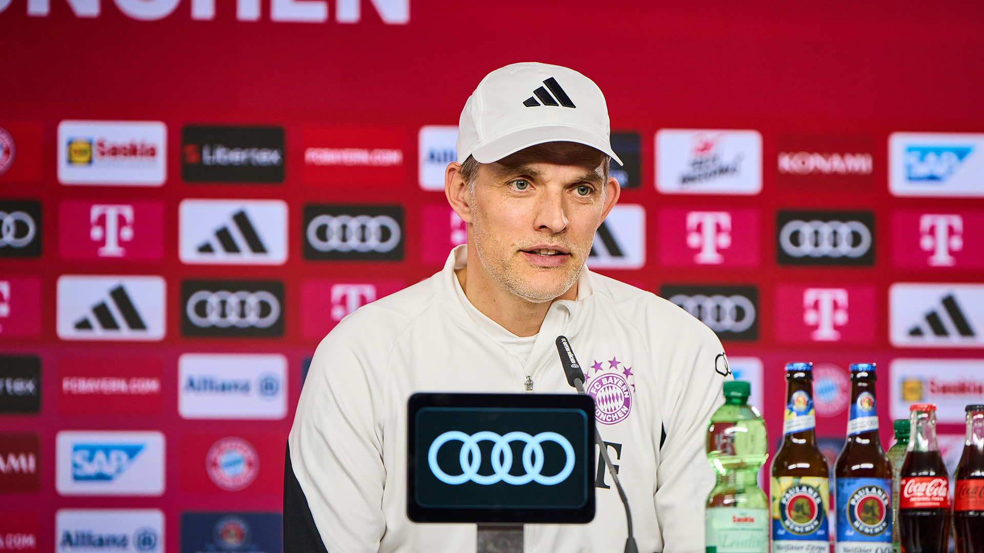 Thomas Tuchel spricht im Pressetalk des FC Bayern