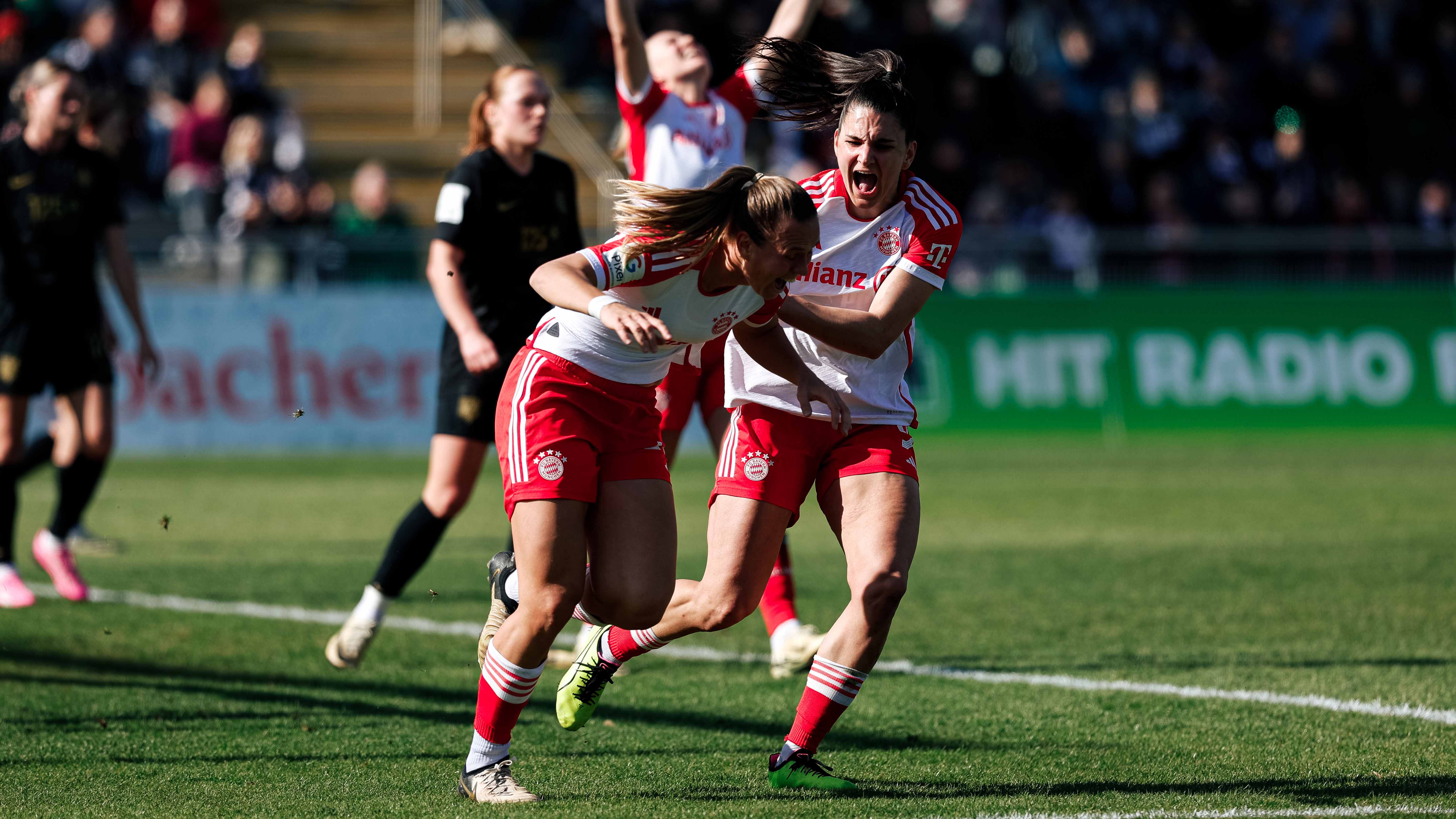 Klara Bühl celebrated making it 1-0 for Bayern in Frankfurt.