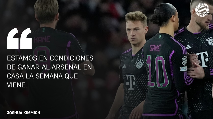 Joshua Kimmich sobre el partido de ida de los cuartos de final de la Champions League entre el FC Bayern y el Arsenal FC